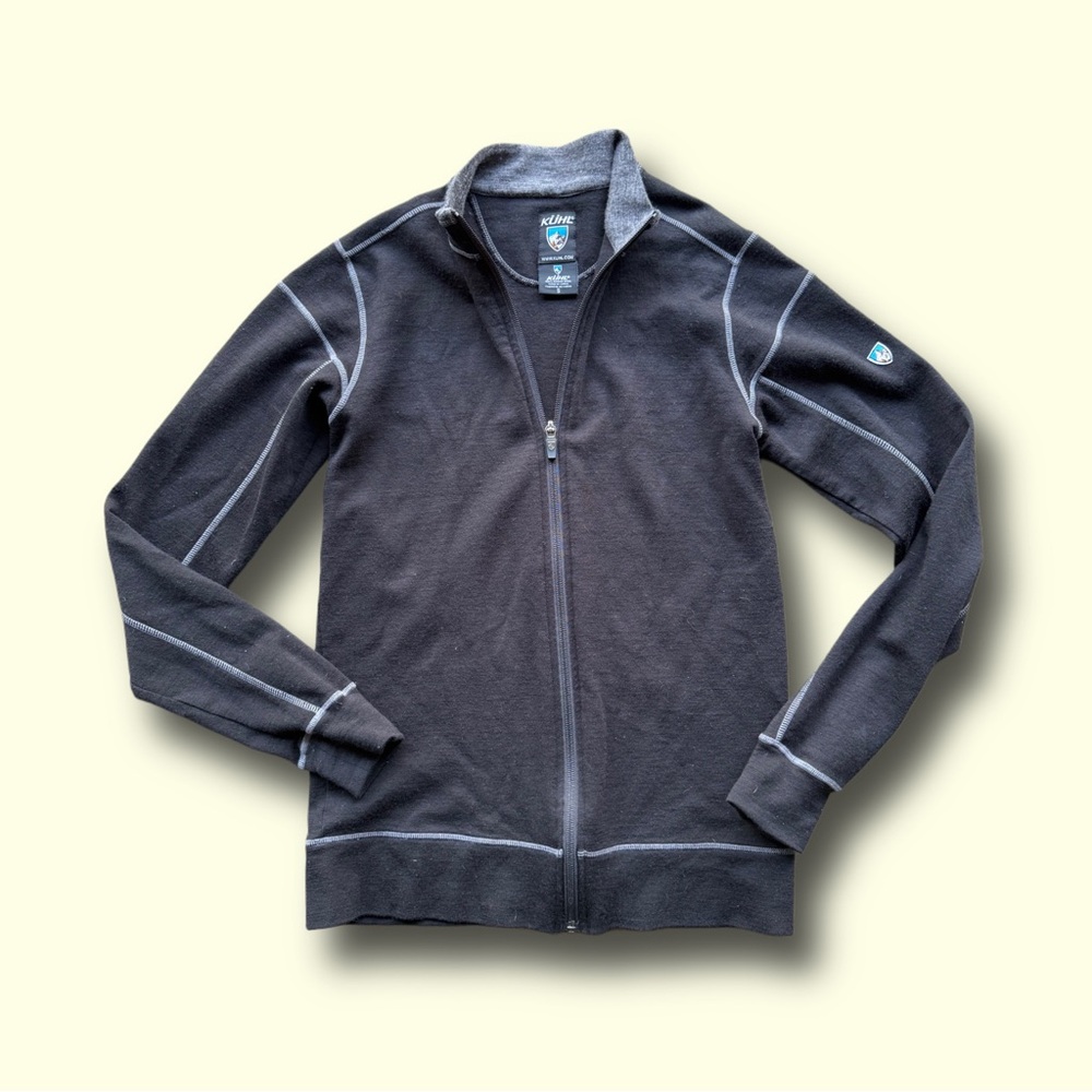 Kuhl Womens Merino Wool Sweater Jacket Full Zip Pockets Black Size Small